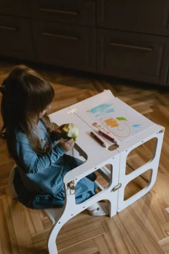 Ette Tete Houten leertoren Step'n sit - Wit met zilver - Online
