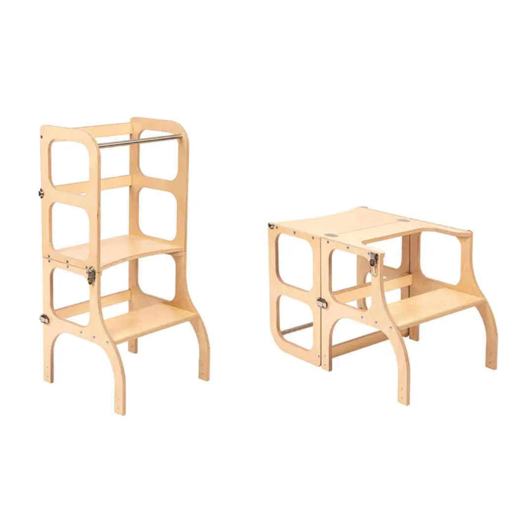 Ette Tete Houten leertoren Step'n sit - Naturel met zilver - Online