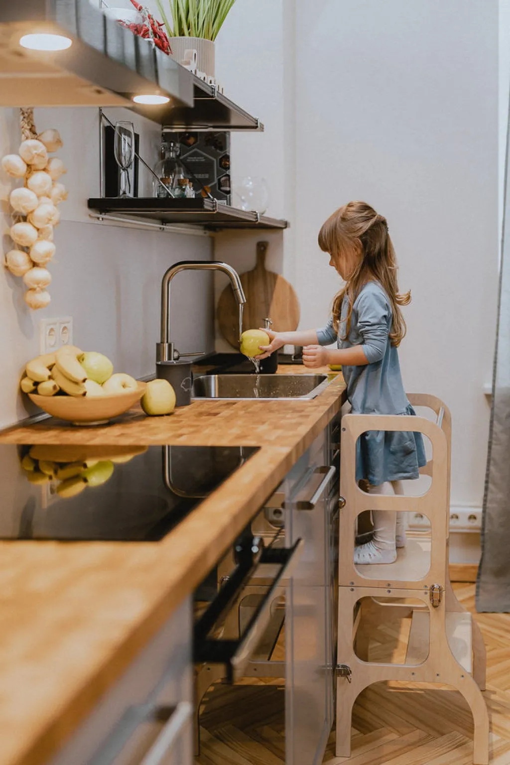Ette Tete Houten leertoren Step'n sit - Naturel met zilver - Online