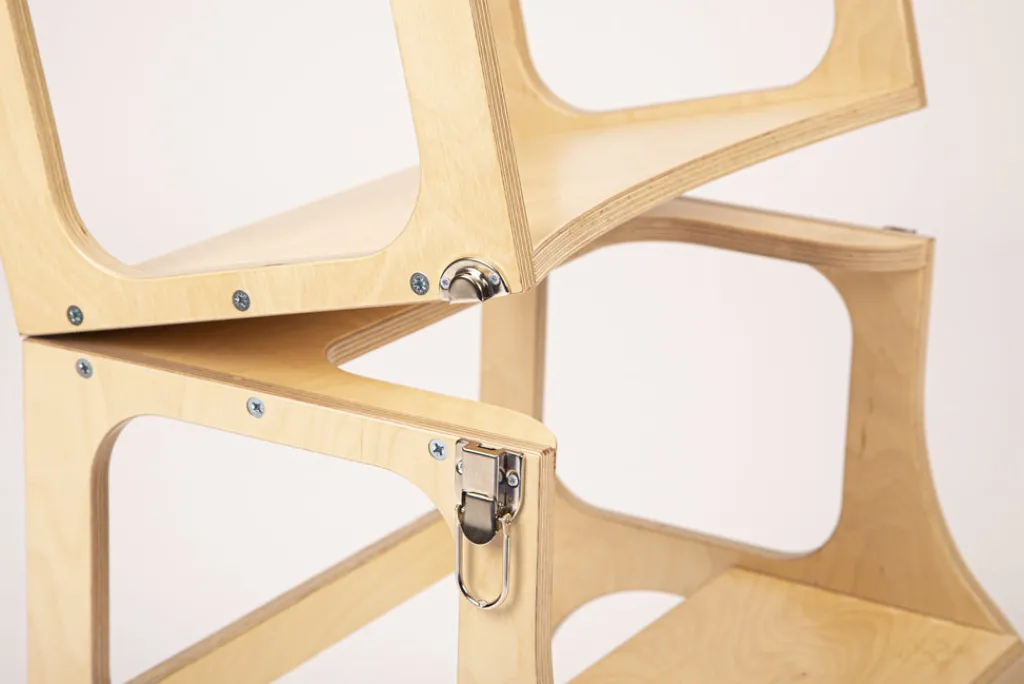 Ette Tete Houten leertoren Step'n sit - Naturel met zilver - Online