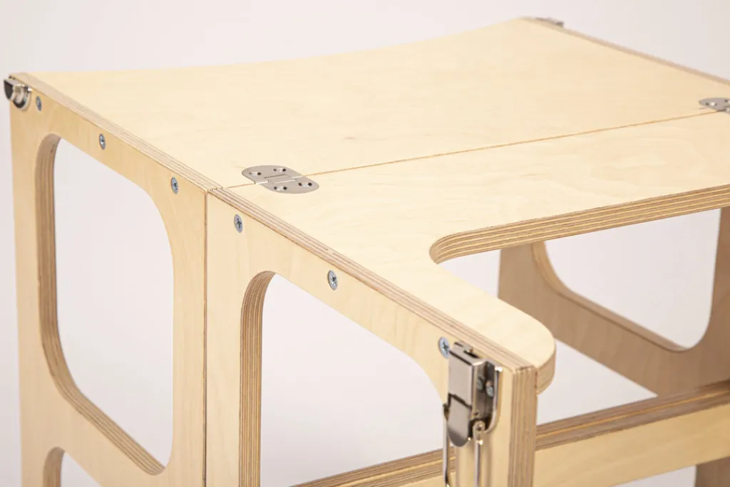Ette Tete Houten leertoren Step'n sit - Naturel met zilver - Online