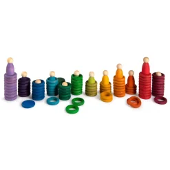 Grapat Houten Nins Carla set - 12 Nins, 36 munten en 72 ringen - Hot