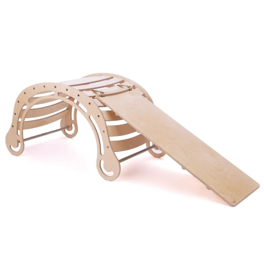 KateHaa Houten rocker Klimboog XXL met glijbaan - Natural -