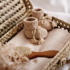 Gentil Coquelicot Knitted baby booties - Beige - Best