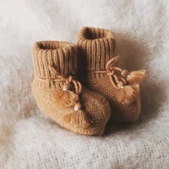 Gentil Coquelicot Knitted baby booties - Noisette - Outlet