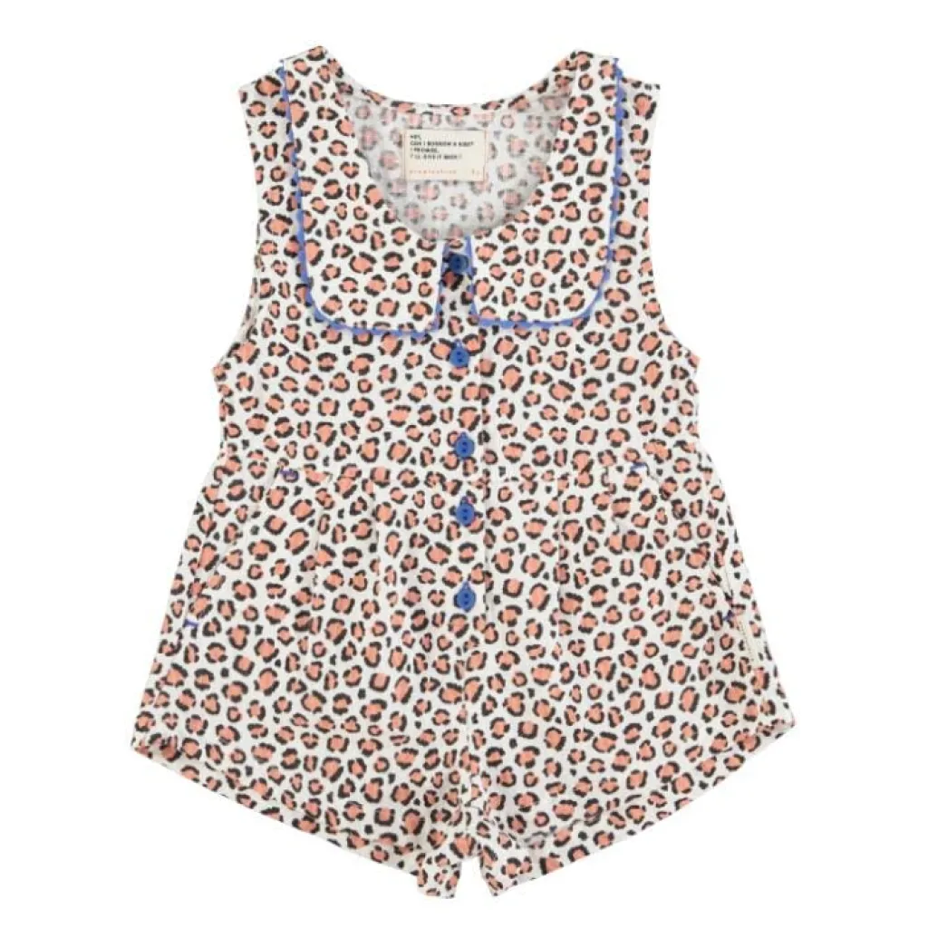 Piupiuchick Korte jumpsuit - ecru met luipaardprint - Best