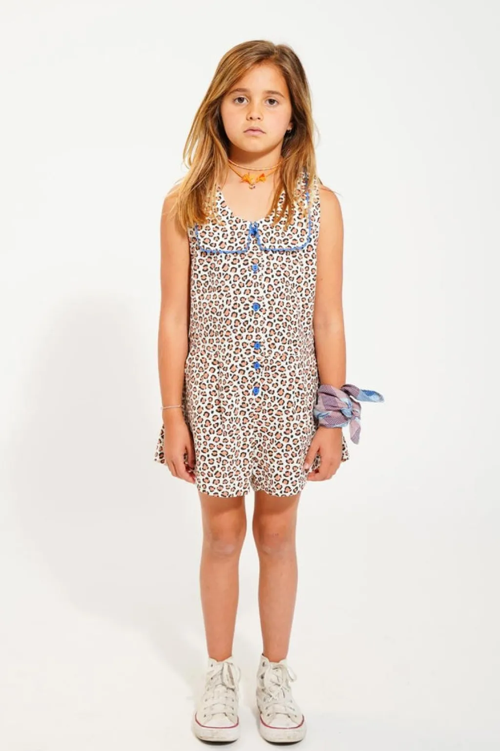 Piupiuchick Korte jumpsuit - ecru met luipaardprint - Best