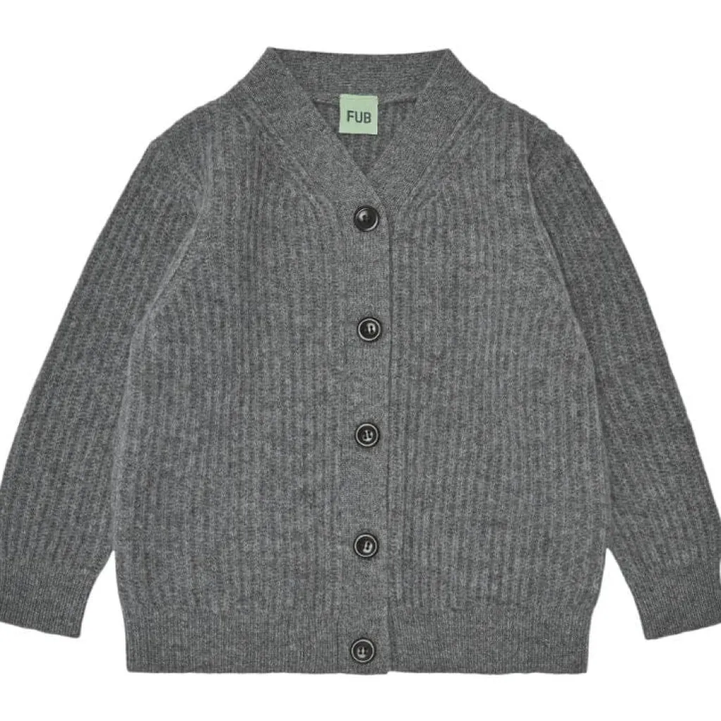 FUB Lamswollen Cardigan - Charcoal melange - Clearance