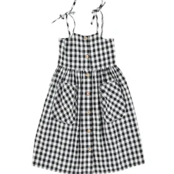 Piupiuchick Lange jurk - zwart met wit geruit - New