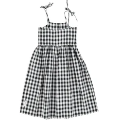 Piupiuchick Lange jurk - zwart met wit geruit - New