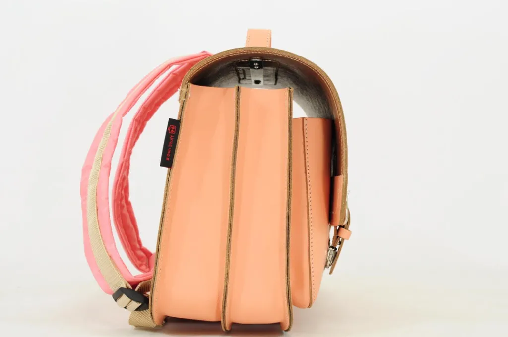 Own Stuff Lederen boekentas met gespen - Peach - Hot
