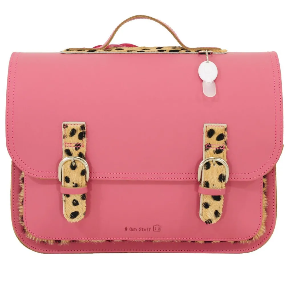 Own Stuff Lederen boekentas met gespen - Leo Antique Pink -