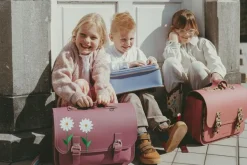 Own Stuff Lederen boekentas met gespen - Leo Antique Pink -