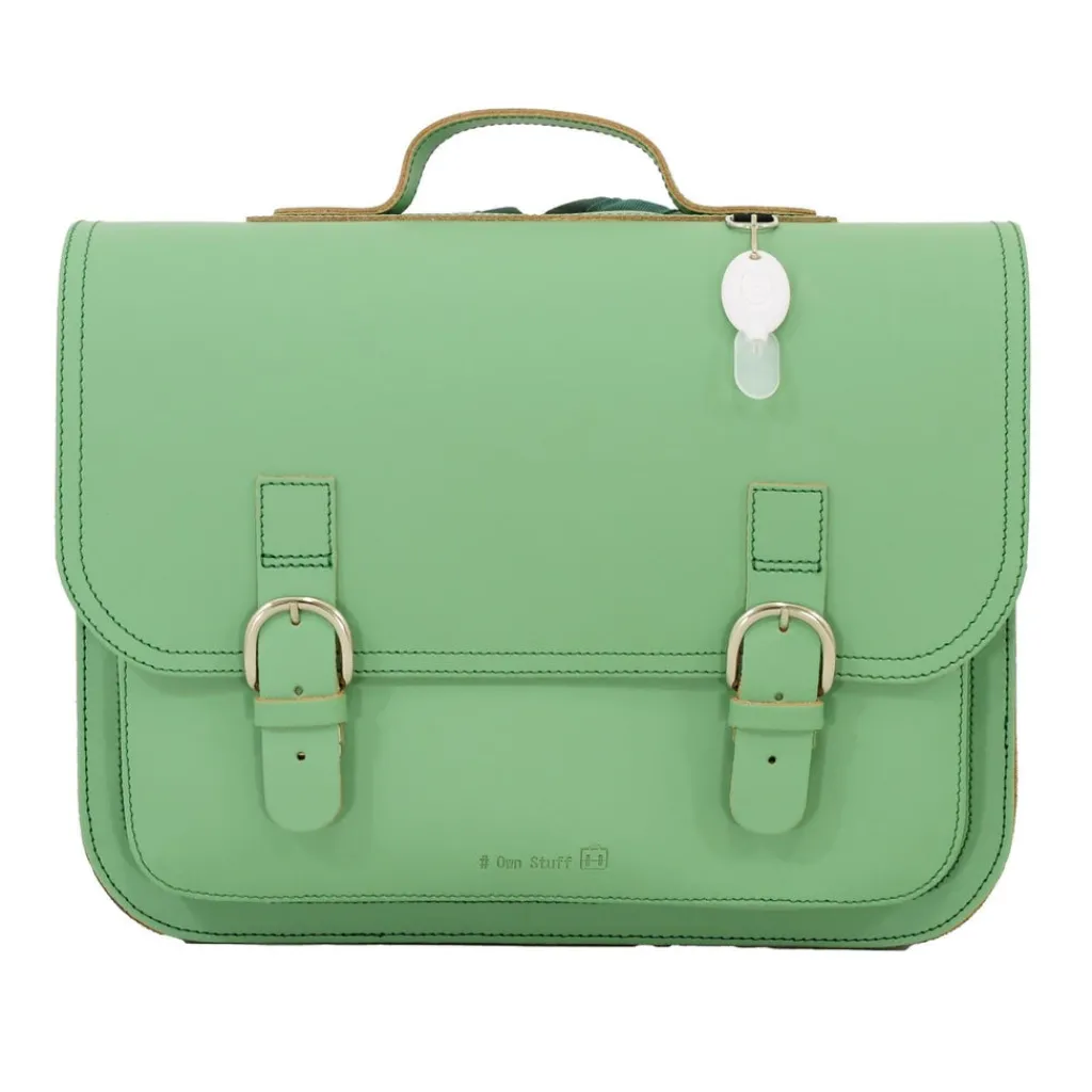 Own Stuff Lederen boekentas met gespen - Pastel Green -
