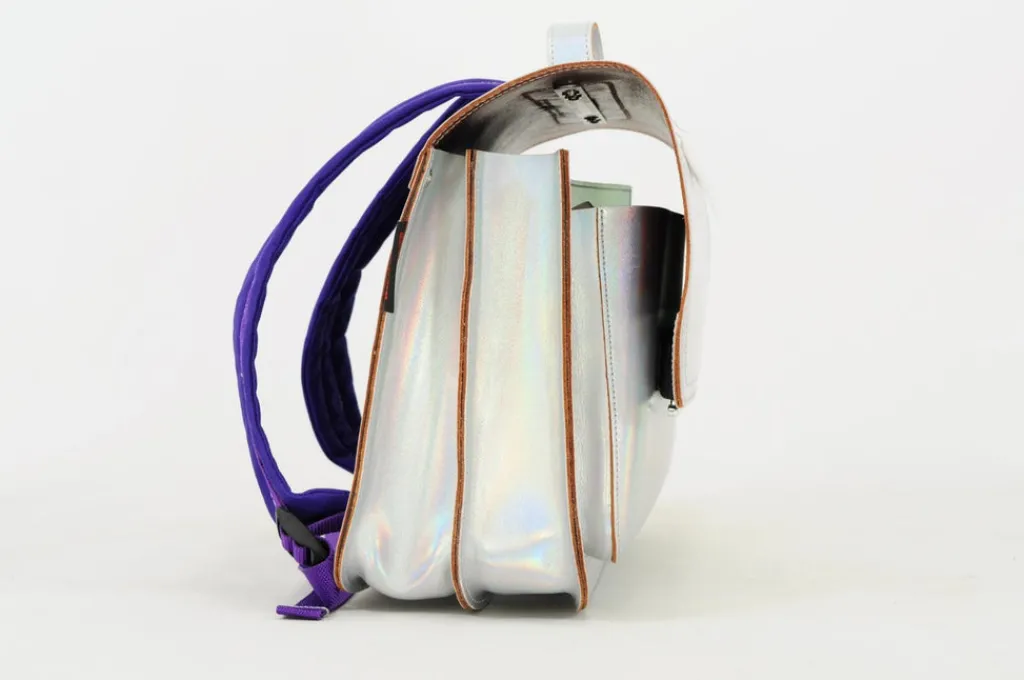 Own Stuff Lederen boekentas met magneetsluiting - Silver - Online