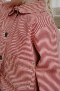 Konges Slojd Luc shirt jacket - Milk rouge stripe - Clearance