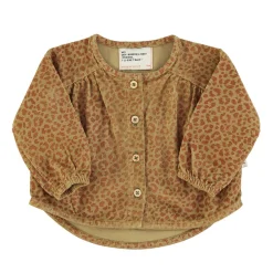 Piupiuchick Mandarin collar blouse - olive & brick animal print - Online