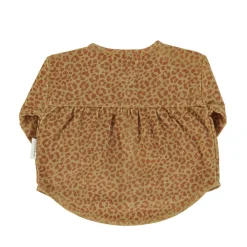 Piupiuchick Mandarin collar blouse - olive & brick animal print - Online