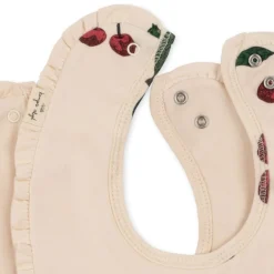 Konges Slojd 2-pack slabbetjes met fronsjes - Ma grande cerise - New