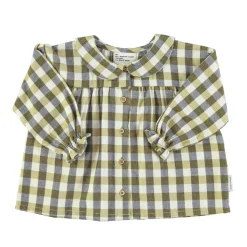 Piupiuchick Peter Pan collar blouse - brown checkered - Sale