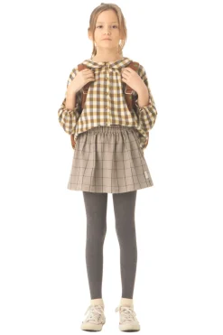 Piupiuchick Peter Pan collar blouse - brown checkered - Sale