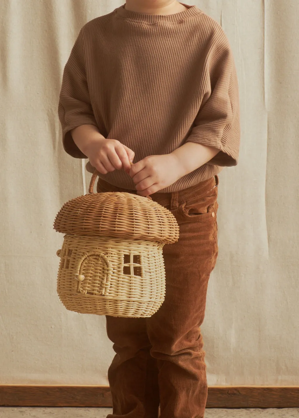 Olli Ella Rattan Mushroom Basket - Natural Paddenstoel - Online