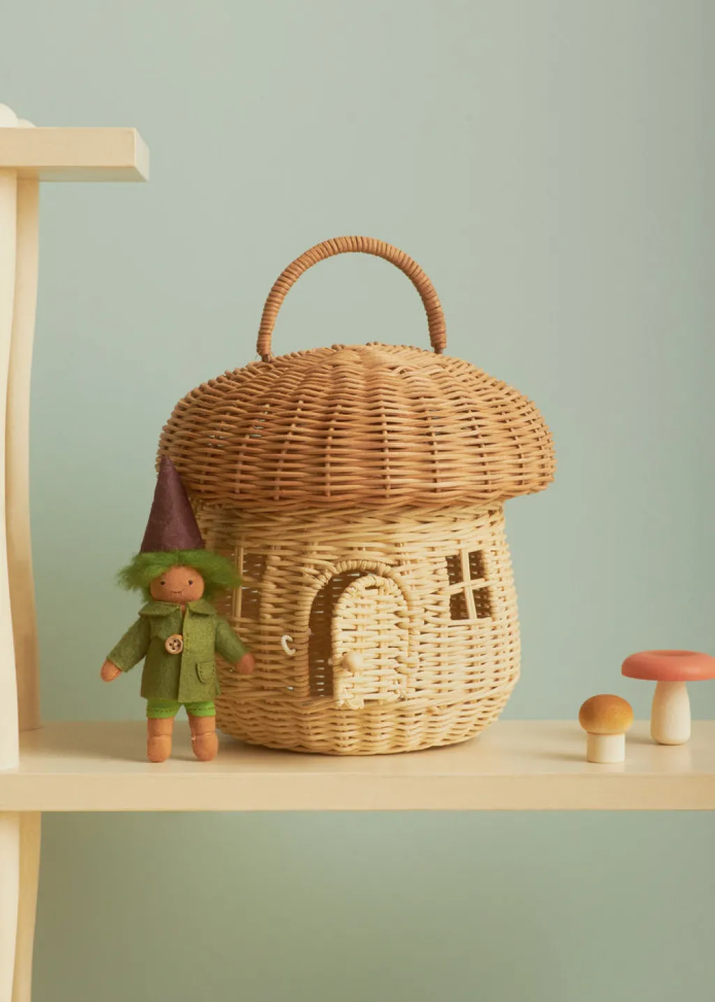 Olli Ella Rattan Mushroom Basket - Natural Paddenstoel - Online