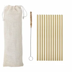 Bloomingville Rietjes Mendi Straws and brush - Gold - Sale