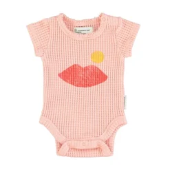 Piupiuchick Romper met korte mouwen - Lichtroze met lippen - New