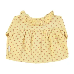 Piupiuchick Round collar shirt - light yellow with flowers - Best