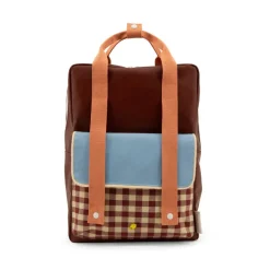 Sticky Lemon Rugzak large - Gingham cherry red + sunny blue + berry swirl - New