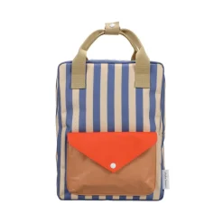 Sticky Lemon Rugzak medium - Wonders Envelope Stripes Blue whale + Sandy yellow - Sale
