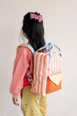 Sticky Lemon Rugzak medium - Wonders Envelope Stripes Coral Pink + Sandy yellow - Sale
