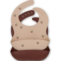 Konges Slojd Siliconen slabbetjes 2 pack - Cherry/Mocca - Sale