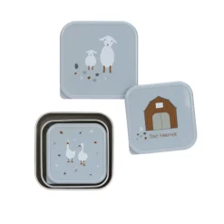 Lässig Snackdoosjes stainless steel - set van 3 - Tiny Farmer - Blue - Clearance