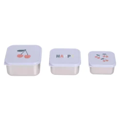 Lässig Snackdoosjes stainless steel - set van 3 - Happy Fruits - Cherry - Best
