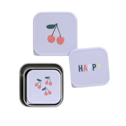 Lässig Snackdoosjes stainless steel - set van 3 - Happy Fruits - Cherry - Best