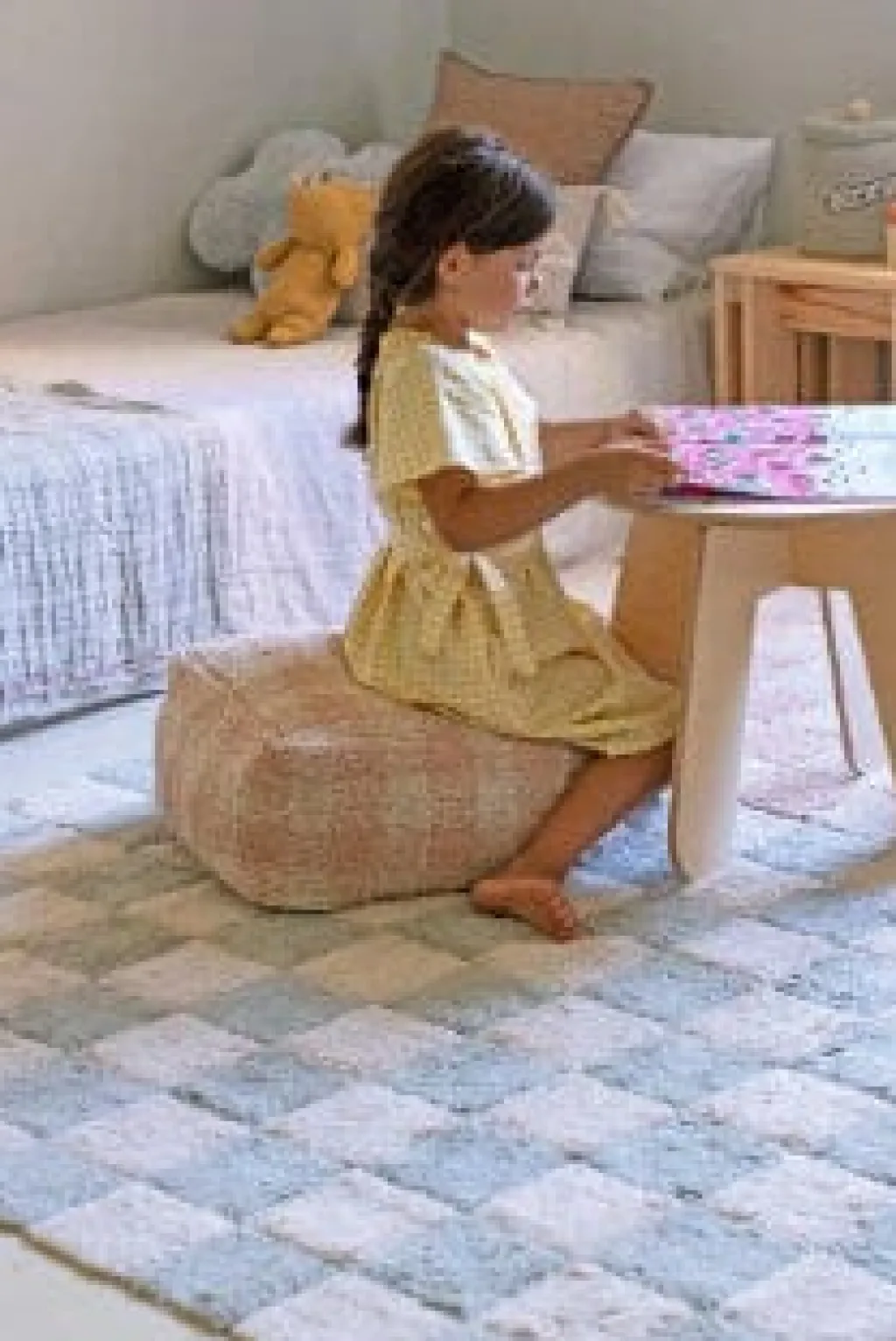 Lorena Canals Tapis lavable - Carreaux Bleu Sauge - Sale