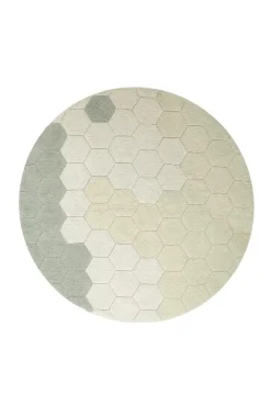 Lorena Canals Tapis rond lavable Honeycomb - Blue Sage - Best