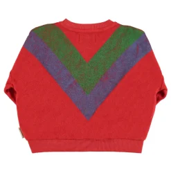 Piupiuchick Terry sweater - Rood met multikleur driehoekprint - Clearance