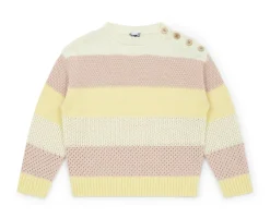 Bonton trui met streepjes - multi pistache - Online