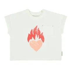 Piupiuchick T-shirt - ecru met hartjesprint - New