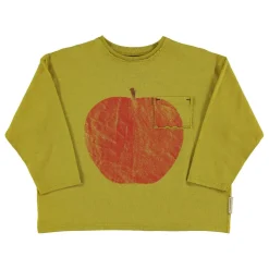 Piupiuchick T-shirt met lange mouwen - Olijfgroen met appelprint -