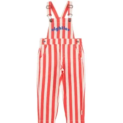 Piupiuchick Tuinbroek - witte & rode strepen met "eighties"-print -