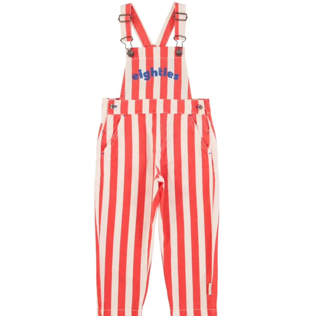 Piupiuchick Tuinbroek - witte & rode strepen met "eighties"-print -