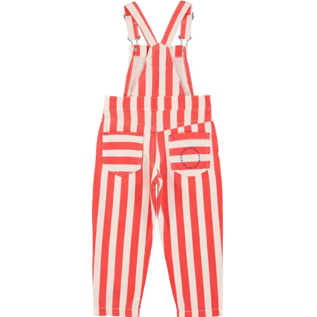 Piupiuchick Tuinbroek - witte & rode strepen met "eighties"-print -