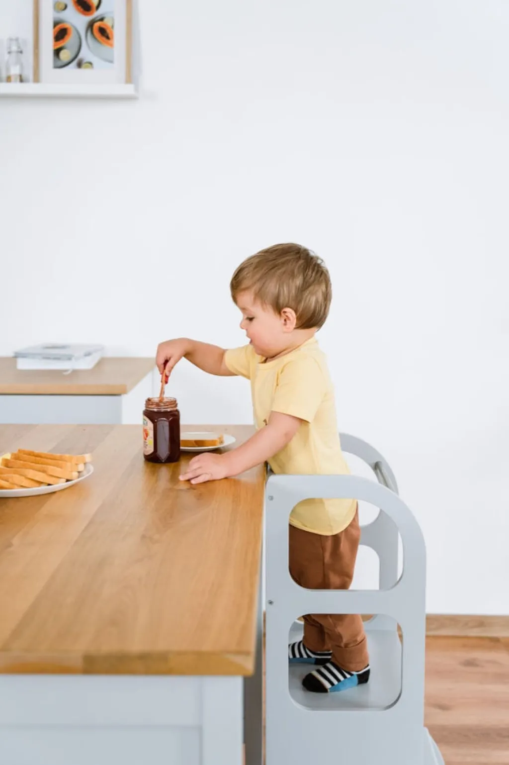 Ette Tete Verstelbare houten leertoren Step up! - Grijs - Discount
