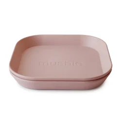 Mushie Vierkante borden set van 2 - blush - Clearance