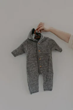Engel Natur Wollen onesie - Light grey Mélange - Hot