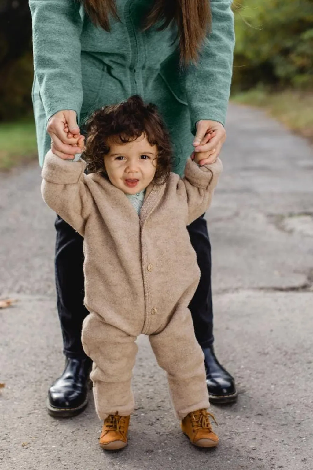Engel Natur Wollen onesie - Sand Mélange -